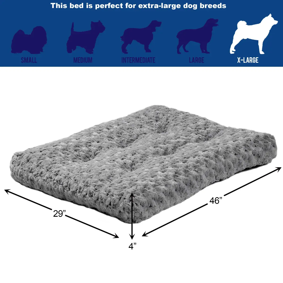 MidWest Homes for Pets XL Gray Ombré Swirl Plush Pet Bed 117cm x 71cm (46 x 28 inches) | Cozy Crate Mat for Large Dogs - view 2