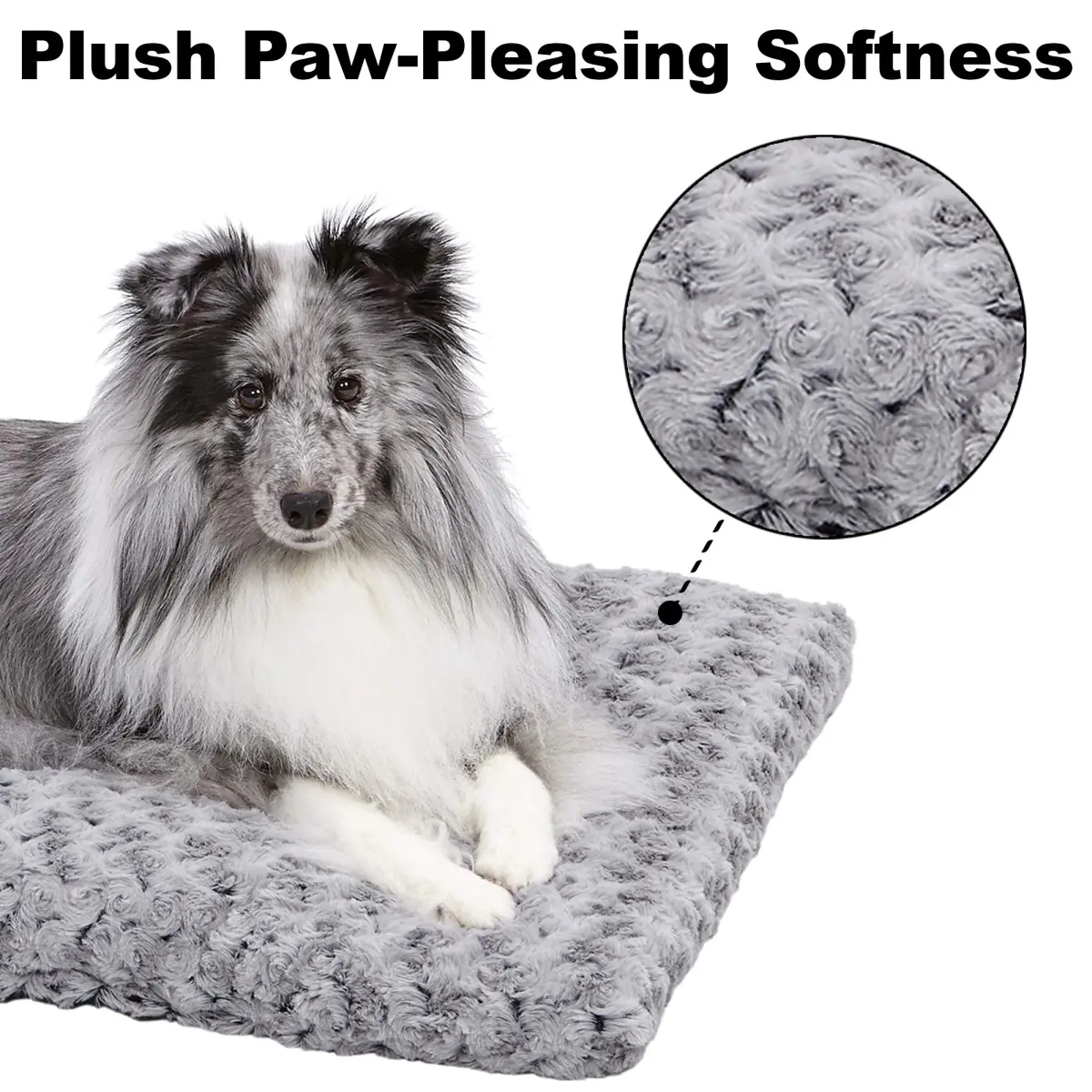 MidWest Homes for Pets XL Gray Ombré Swirl Plush Pet Bed 117cm x 71cm (46 x 28 inches) | Cozy Crate Mat for Large Dogs - view 3