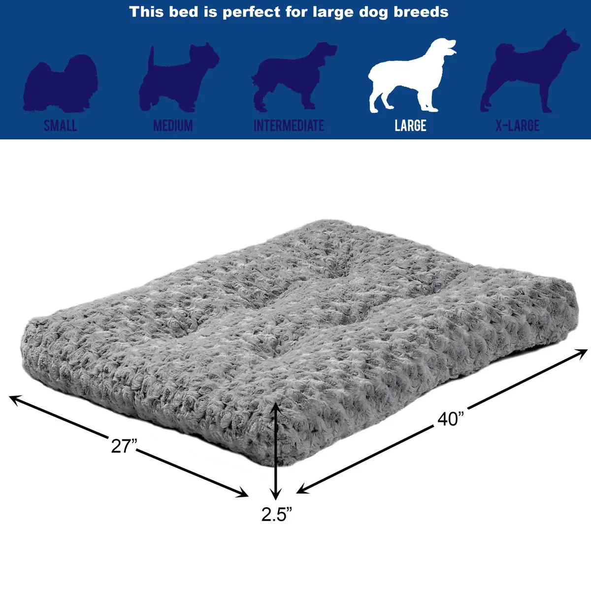 MidWest Homes for Pets Large QuietTime Deluxe Gray Ombré Swirl Plush Pet Bed | Machine Washable, Non-Skid Bottom, Soft Crate Mat for 42-inch Crates - view 2