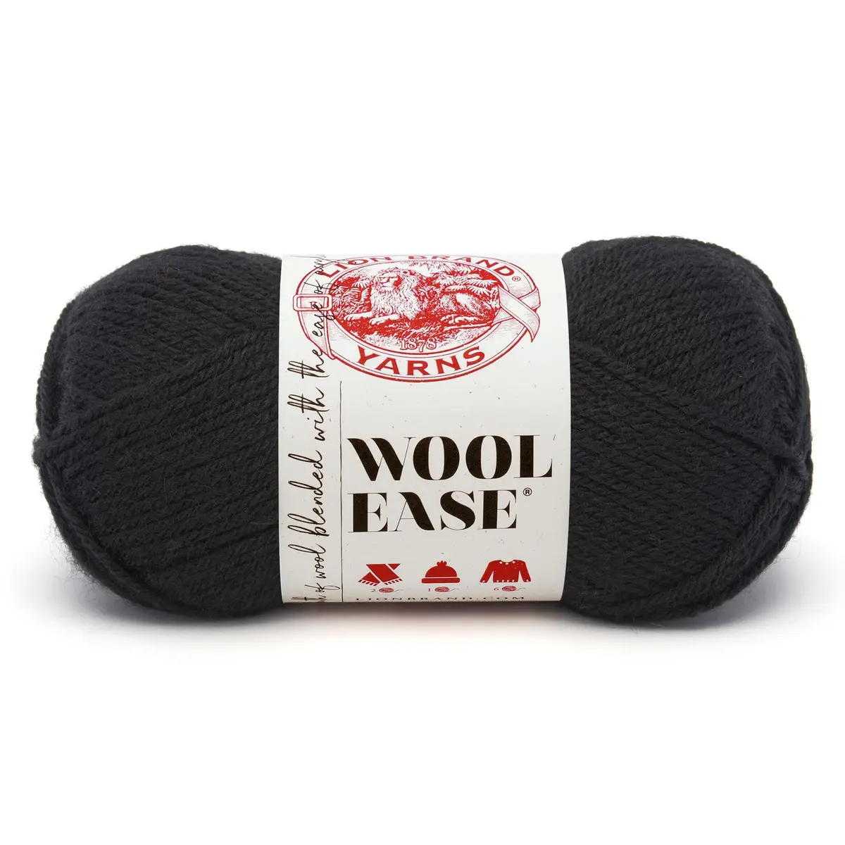 Lion Brand Wool-Ease Yarn Black | Versatile Wool & Acrylic Blend for Knitting & Crochet - main product image