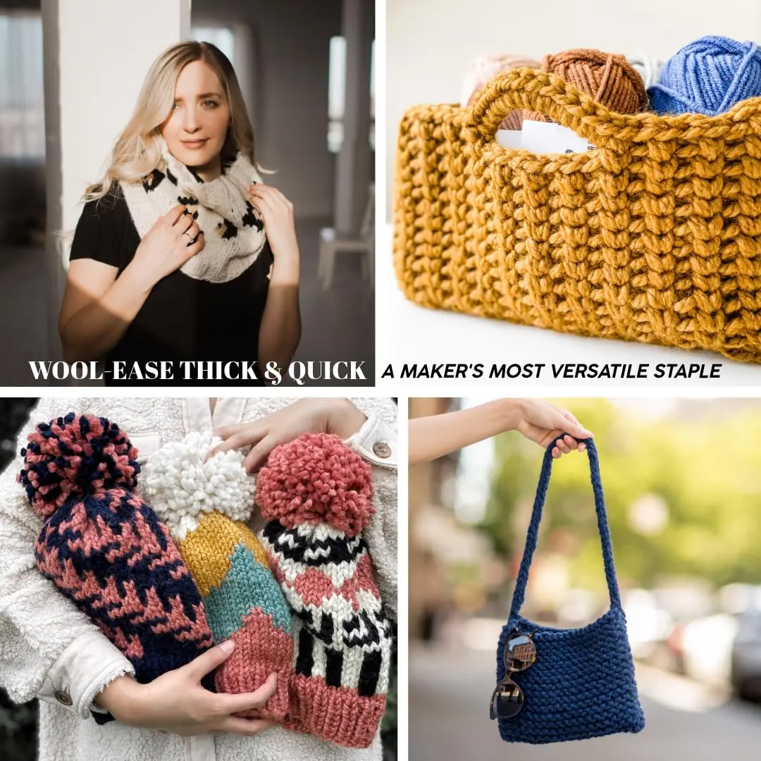 Lion Brand Yarn Wool-Ease Thick & Quick Yarn, Barley | Super Bulky Acrylic-Wool Blend for Warm Projects - view 6