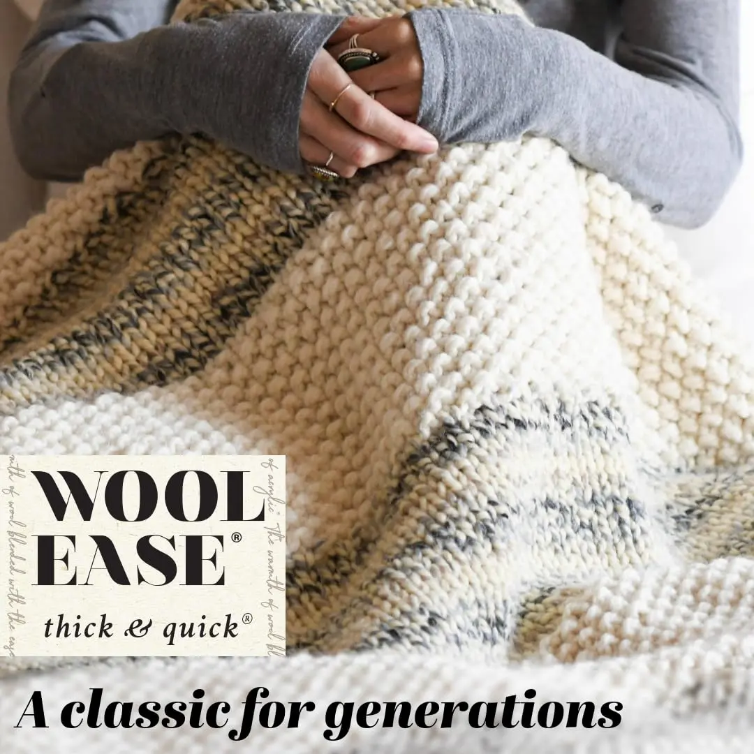 Lion Brand Yarn Wool-Ease Thick & Quick Yarn, Barley | Super Bulky Acrylic-Wool Blend for Warm Projects - view 3