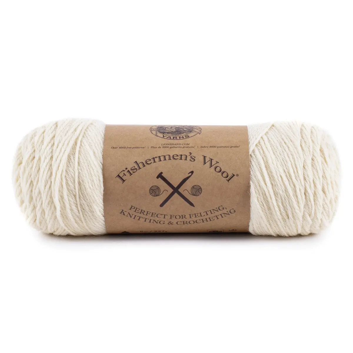 Lion Brand Yarn Medium-Weight Fishermen’s Wool Yarn for Knitting, Crocheting, and Crafts, Natural, 1 Pack | Warm, Soft Wool for Outdoor Projects - main product image