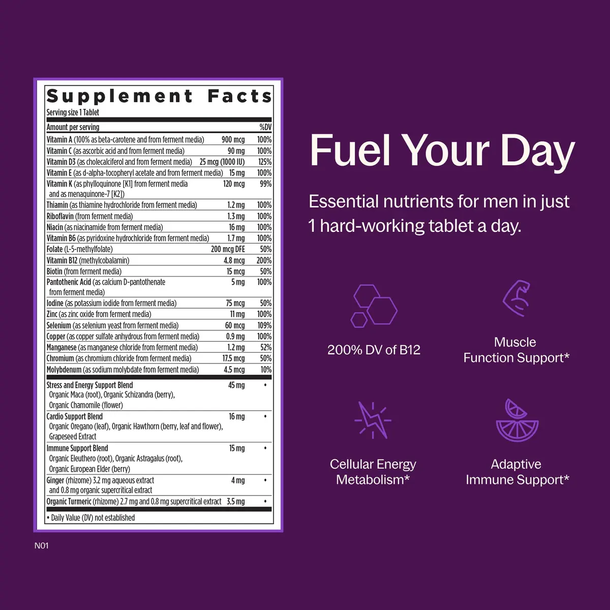 New Chapter Men's One Daily Multivitamin 48 Tablets | Organic, Gentle on Stomach, Supports Energy & Immunity - view 4