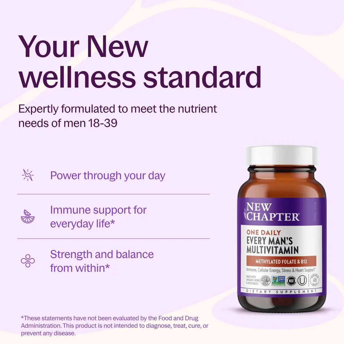 New Chapter Men's One Daily Multivitamin 48 Tablets | Organic, Gentle on Stomach, Supports Energy & Immunity - view 2