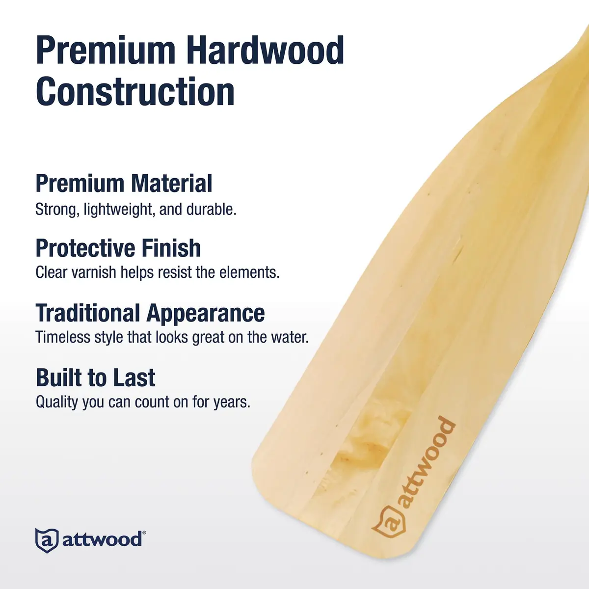 Attwood 2.5 Feet Wooden Canoe Paddle | Ergonomic Grip, Premium Hardwood, Protective Finish - view 4