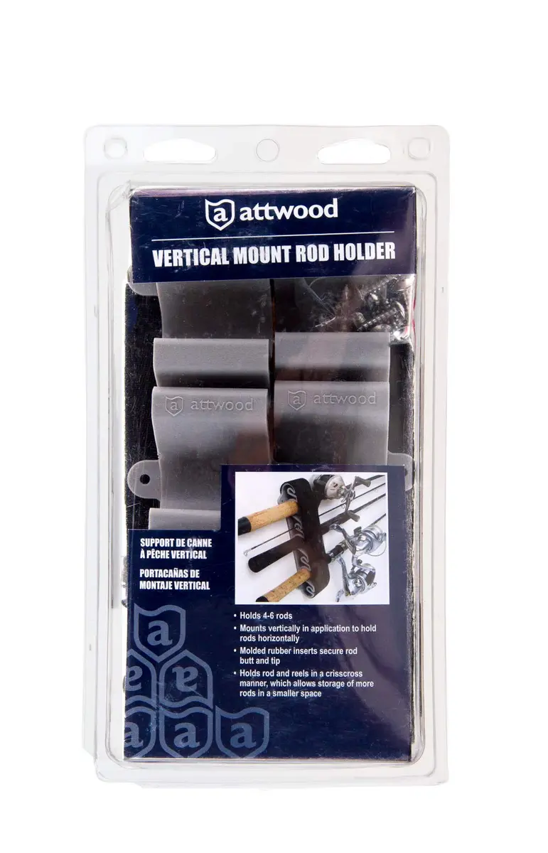 attwood Vertical Mount Rod Holder | Holds 4-6 Rods, Gray Plastic, Marine-Grade (70-120 chars) - view 4