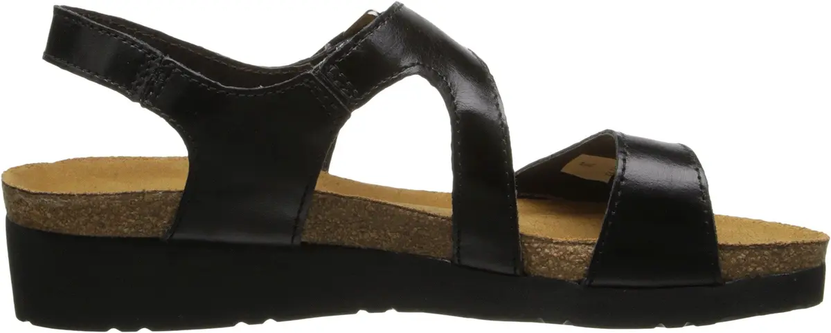 NAOT Pamela Sandal Black Madras Leather | Elegant Two-Strap Casual Wedge for Women - view 3