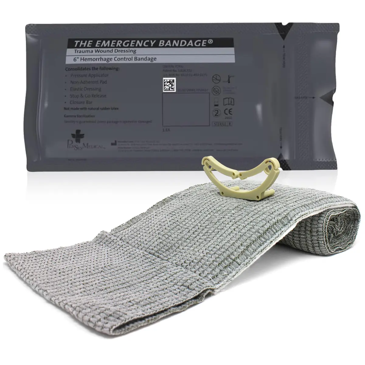 Ever Ready First Aid Israeli Compression Bandage 6" Black | Hemorrhage Control & Trauma Dressing - main product image