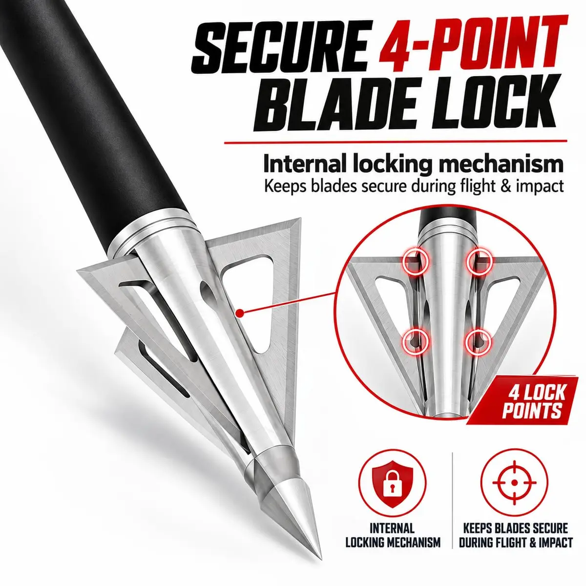Grim Reaper Razortip 100 Grain Expandable Broadhead, 3-Blade, 1-3/8" | High Penetration & Precision (120 chars) — Hades Fixed Blade 100 Grain - view 2
