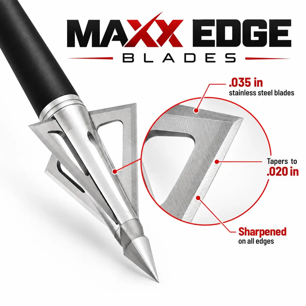 Grim Reaper Razortip 100 Grain Expandable Broadhead, 3-Blade, 1-3/8" | High Penetration & Precision (120 chars) — Hades Fixed Blade 100 Grain - view 3