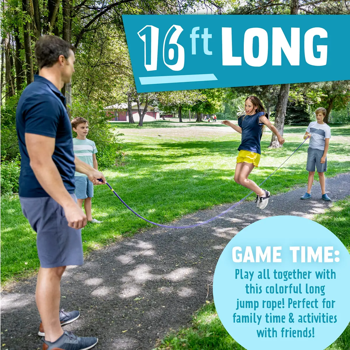 Just Jump It 16' Foot Jump Rope | Active Outdoor Youth Fitness & Double Dutch Length in Blue - view 2