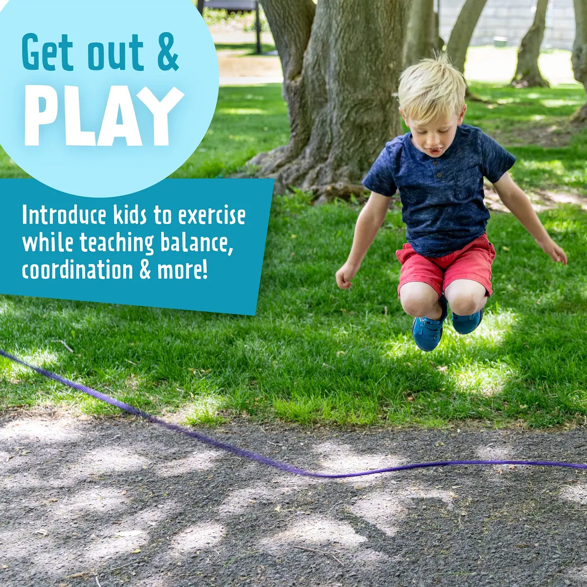 Just Jump It 16' Foot Jump Rope | Active Outdoor Youth Fitness & Double Dutch Length in Blue - view 4
