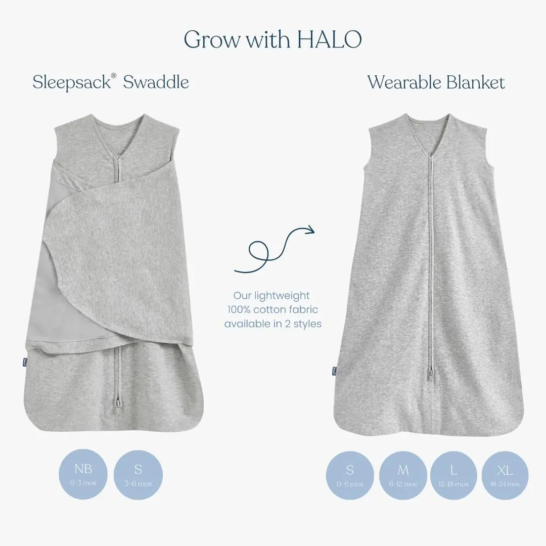 HALO SleepSack Swaddle | Cotton | 1.5 TOG | 68-75°F | 6-12 lbs |Cream | Safe Baby Sleep - view 6