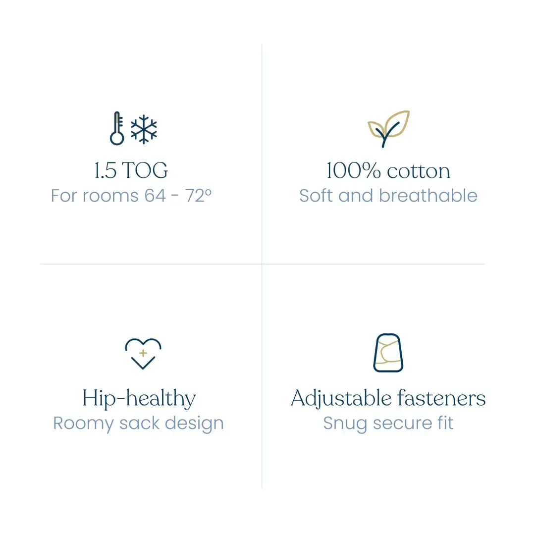 HALO SleepSack Swaddle | Cotton | 1.5 TOG | 68-75°F | 6-12 lbs |Cream | Safe Baby Sleep - view 7