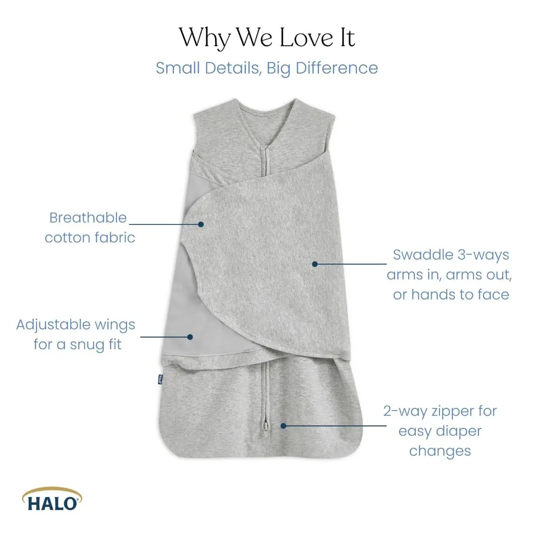 HALO SleepSack Swaddle | Cotton | 1.5 TOG | 68-75°F | 6-12 lbs |Cream | Safe Baby Sleep - view 3