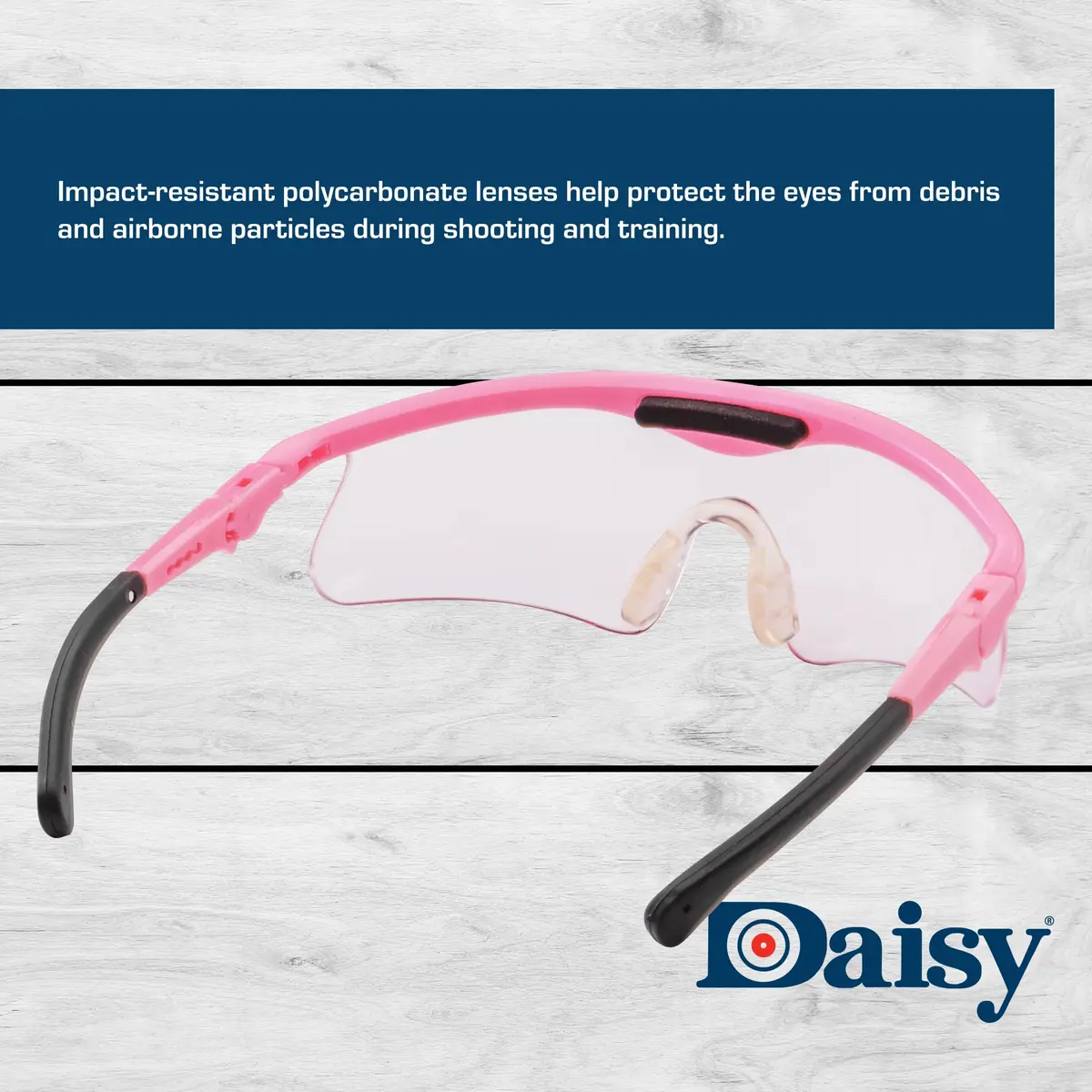 Daisy Impact-Resistant Safety Glasses Black/Pink | Youth to Adult Fit, Full Coverage - view 3