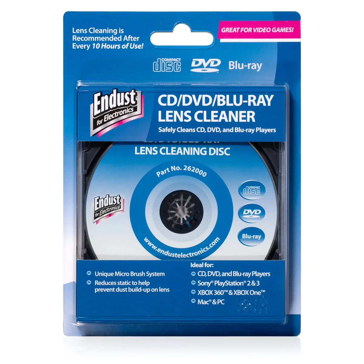 Endust for Electronics CD/DVD/Blu-Ray Lens Cleaner 1 Cleaner | Cleans Laser Lens Removing Dust and Debris - main product image