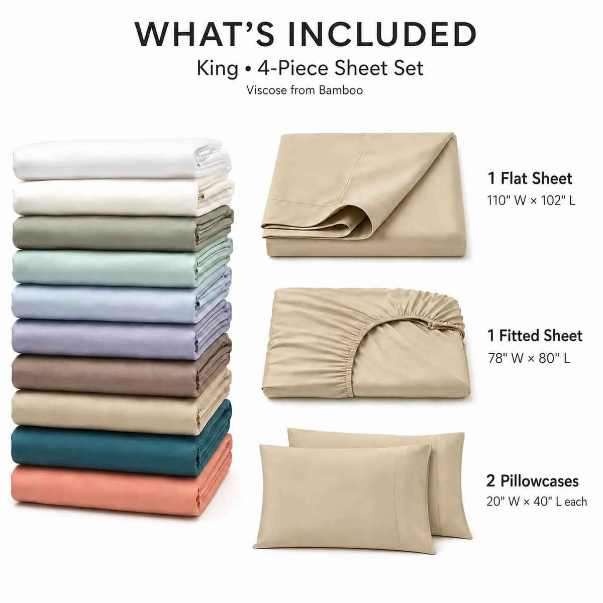 Royal Tradition Viscose from Bamboo King Cooling Sheet Set | Ultra-Soft, Temperature-Regulating Bedding (70-120c) - view 5