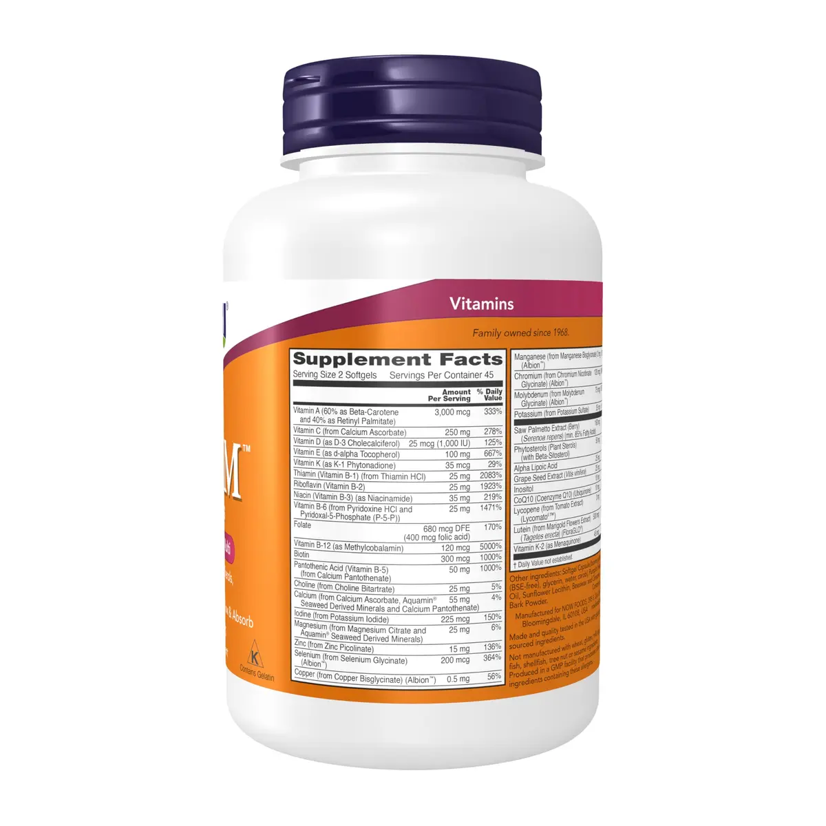 NOW Supplements ADAM Men's Multivitamin 90 Softgels | Supports Men's Health & GI Tolerance - view 2