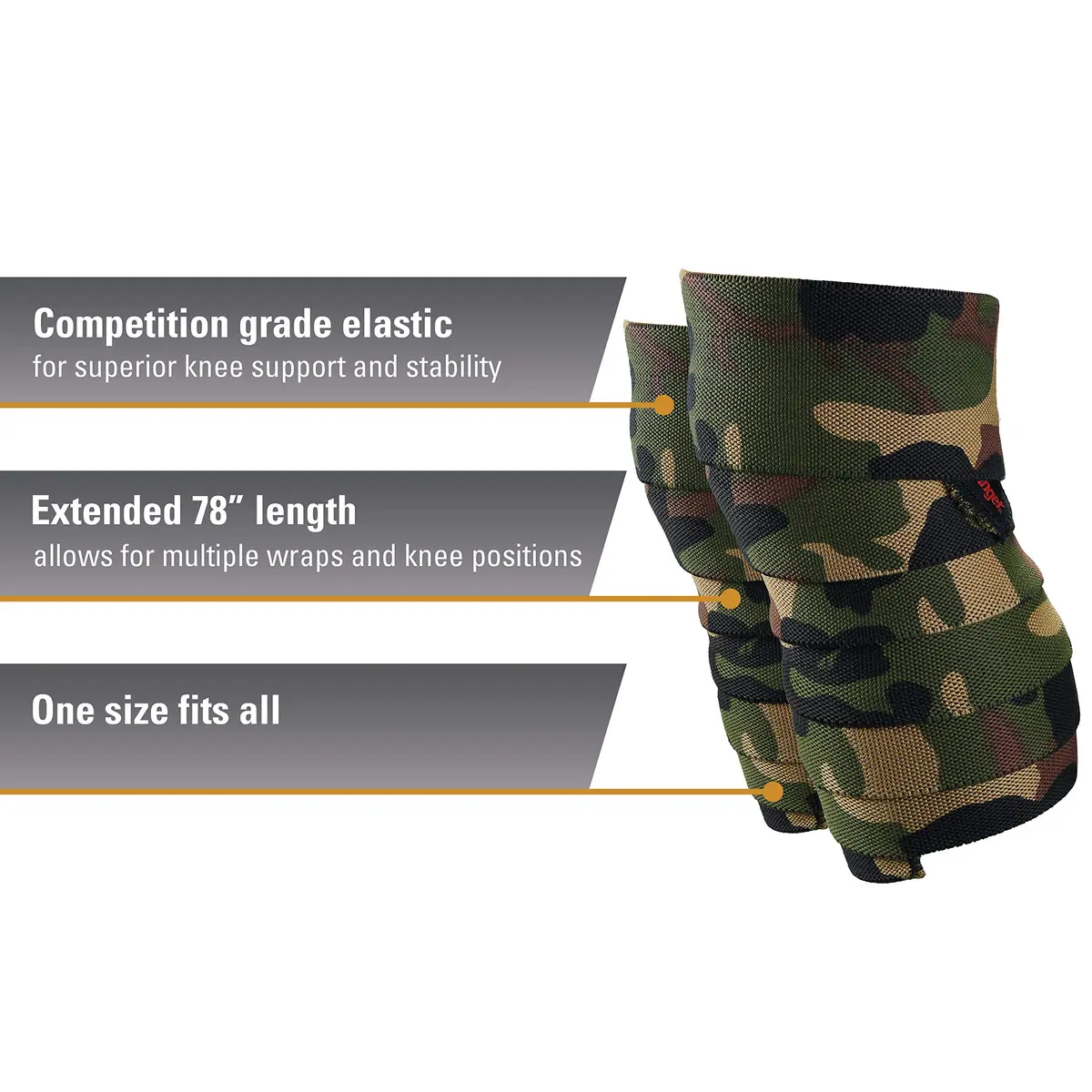 Harbinger Red Line 78-Inch Knee Wraps for Weightlifting (Pair), Camo | Support & Stability for Heavy Lifting - view 2