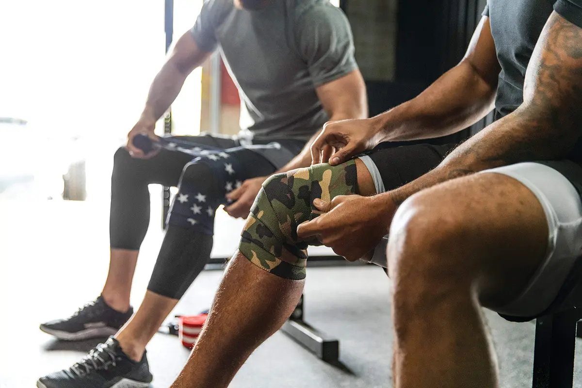 Harbinger Red Line 78-Inch Knee Wraps for Weightlifting (Pair), Camo | Support & Stability for Heavy Lifting - view 3
