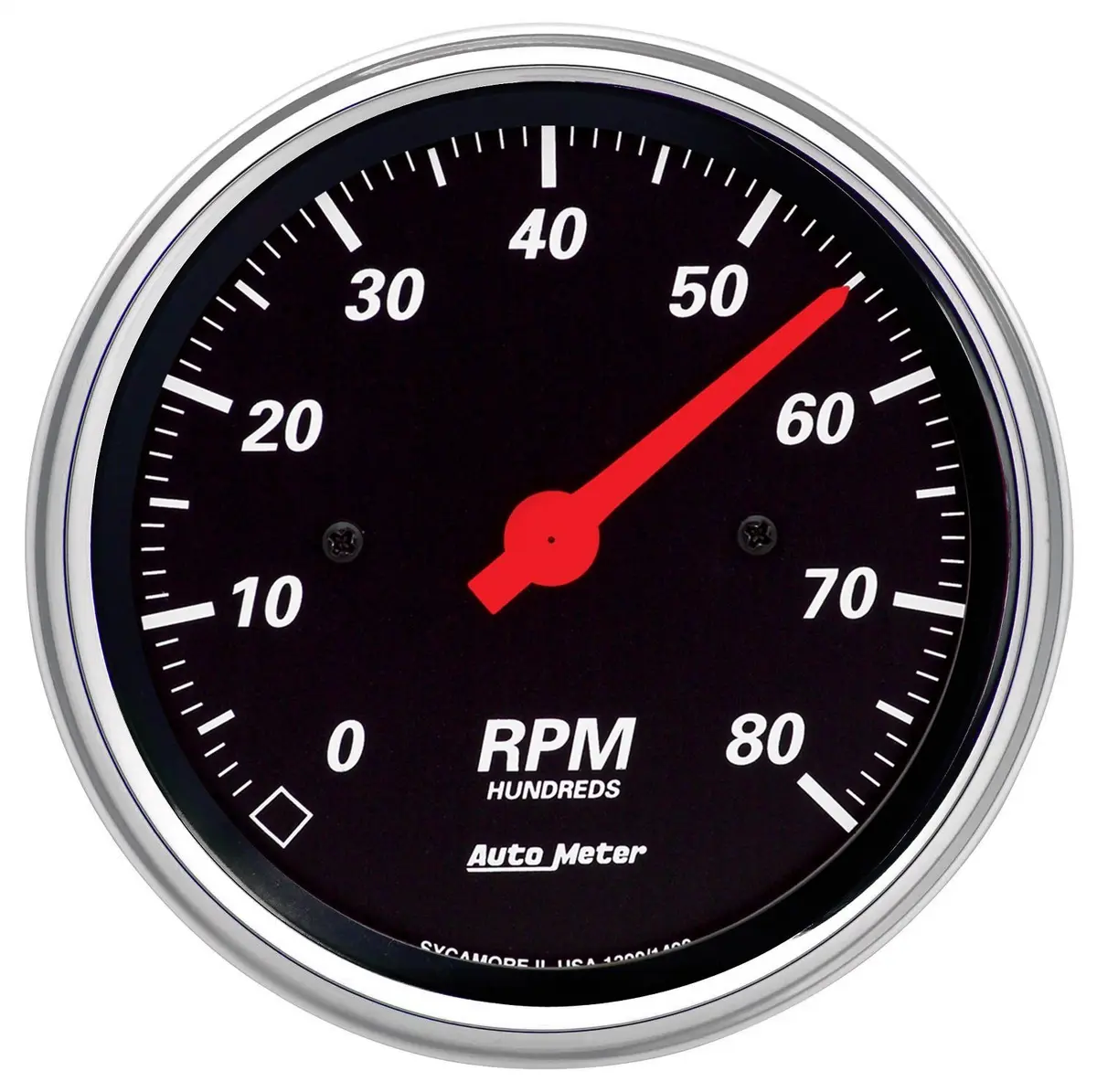 AUTO METER 1490 Designer Black Dash Electric Tachometer 3.375 in. | Vintage high-performance gauge with chrome bezel - main product image