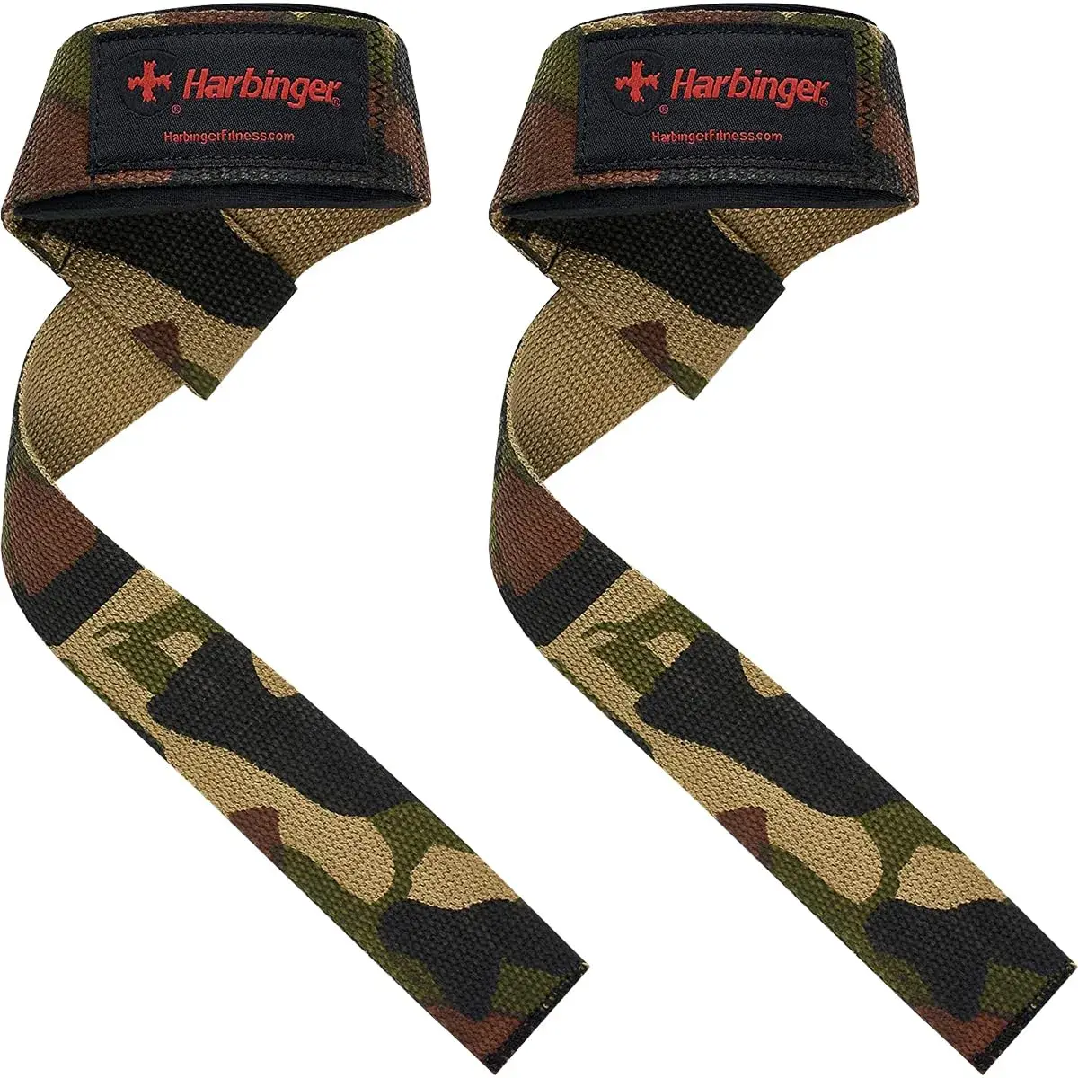 Harbinger Padded Cotton Lifting Straps with NeoTek Cushioned Wrist (Pair, Camo) | 53 cm (21.5 in) Length - main product image