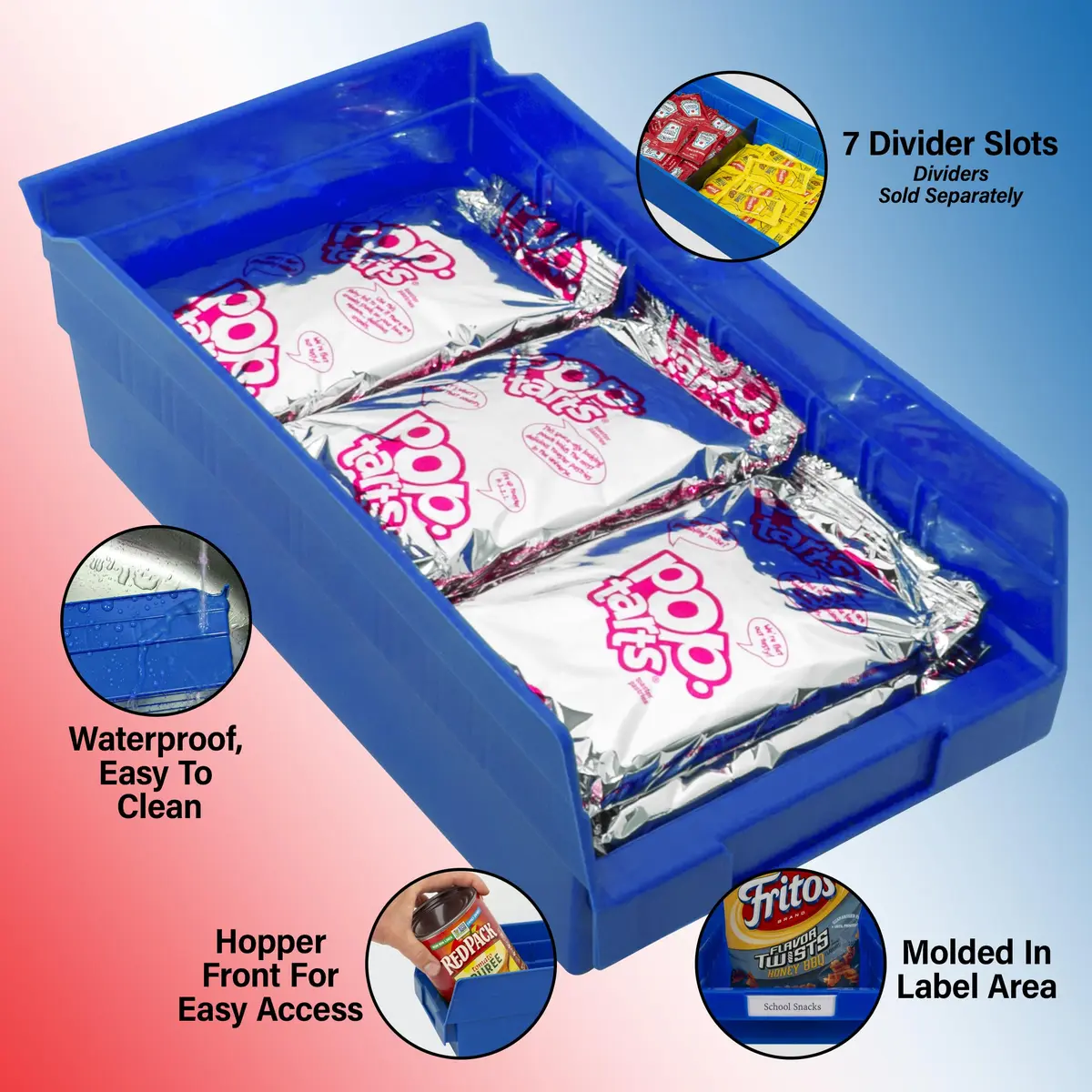 Akro-Mils Blue Plastic Shelf Bins 3785 ml (12 x 6.5 x 4 inches) | Heavy Duty Storage for Garage, Kitchen, Closet Organization - view 4