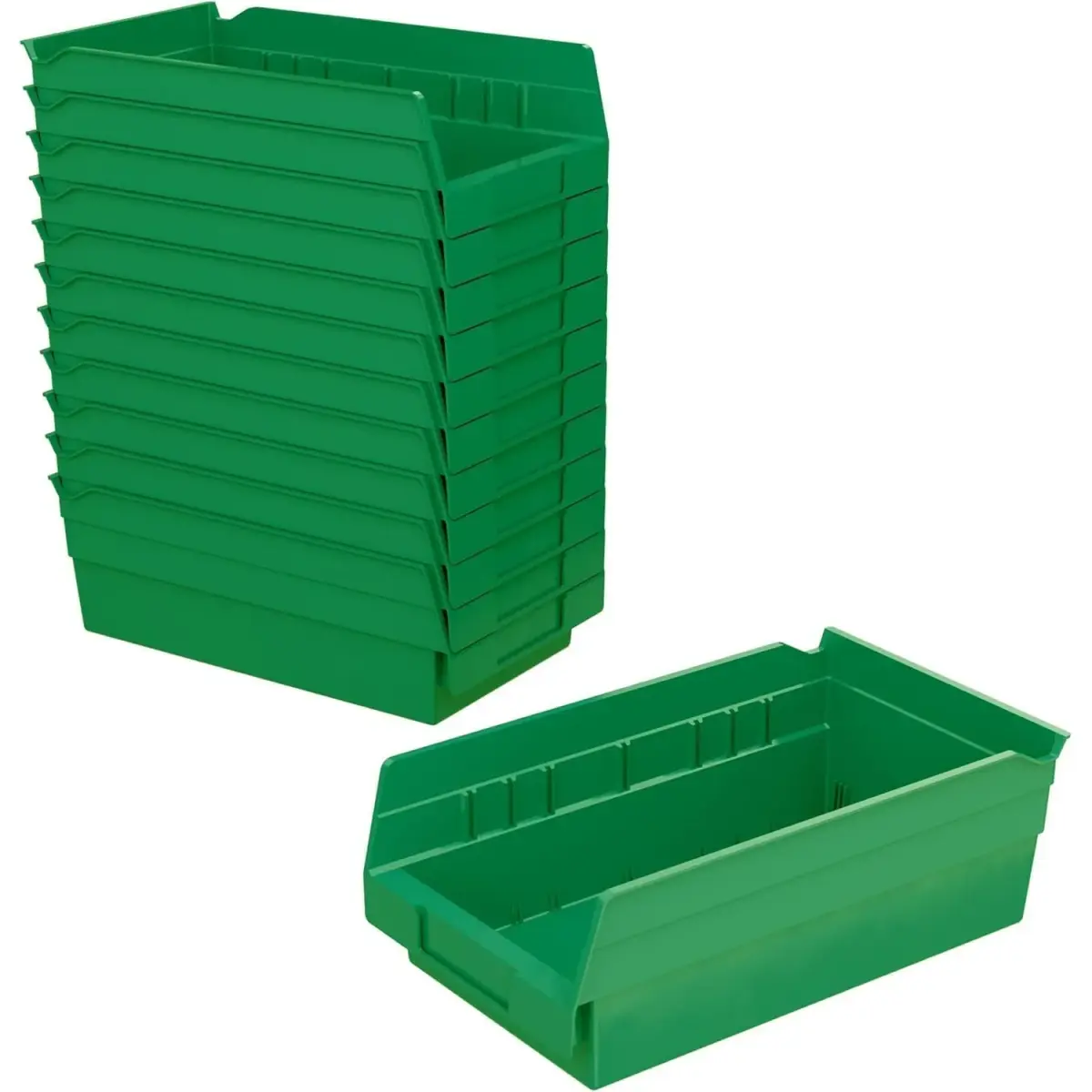 Akro-Mils Green Plastic Shelf Bins 12-Pack, 19.7 L (0.23 cu ft) | Heavy Duty Storage for Kitchens & Garages - main product image