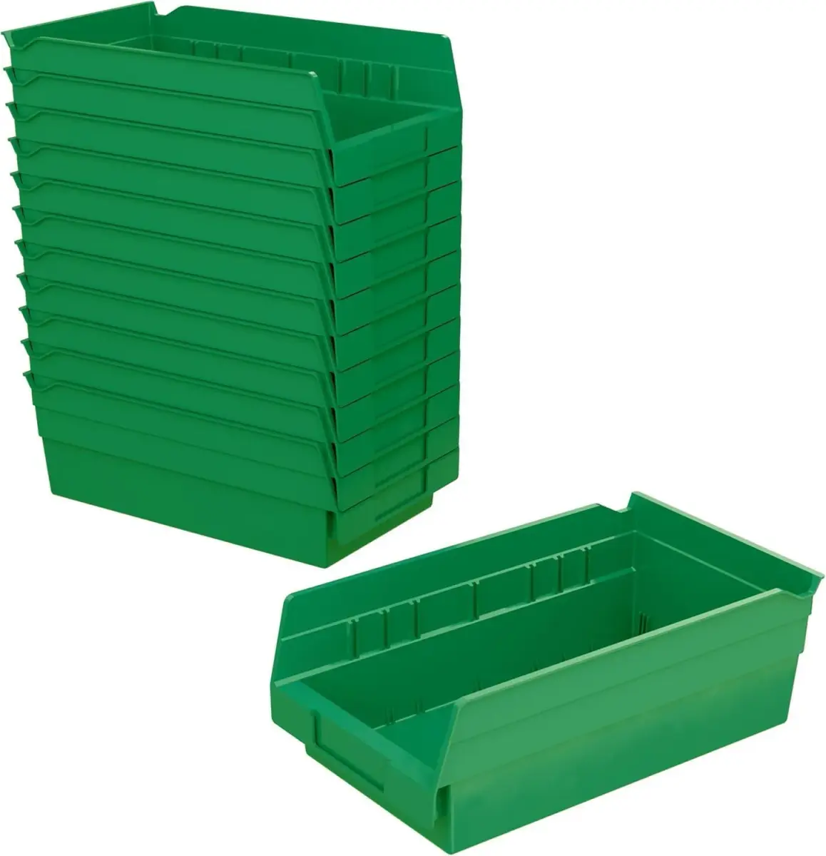 Akro-Mils Green Plastic Shelf Bins 12-Pack, 19.7 L (0.23 cu ft) | Heavy Duty Storage for Kitchens & Garages - main product image
