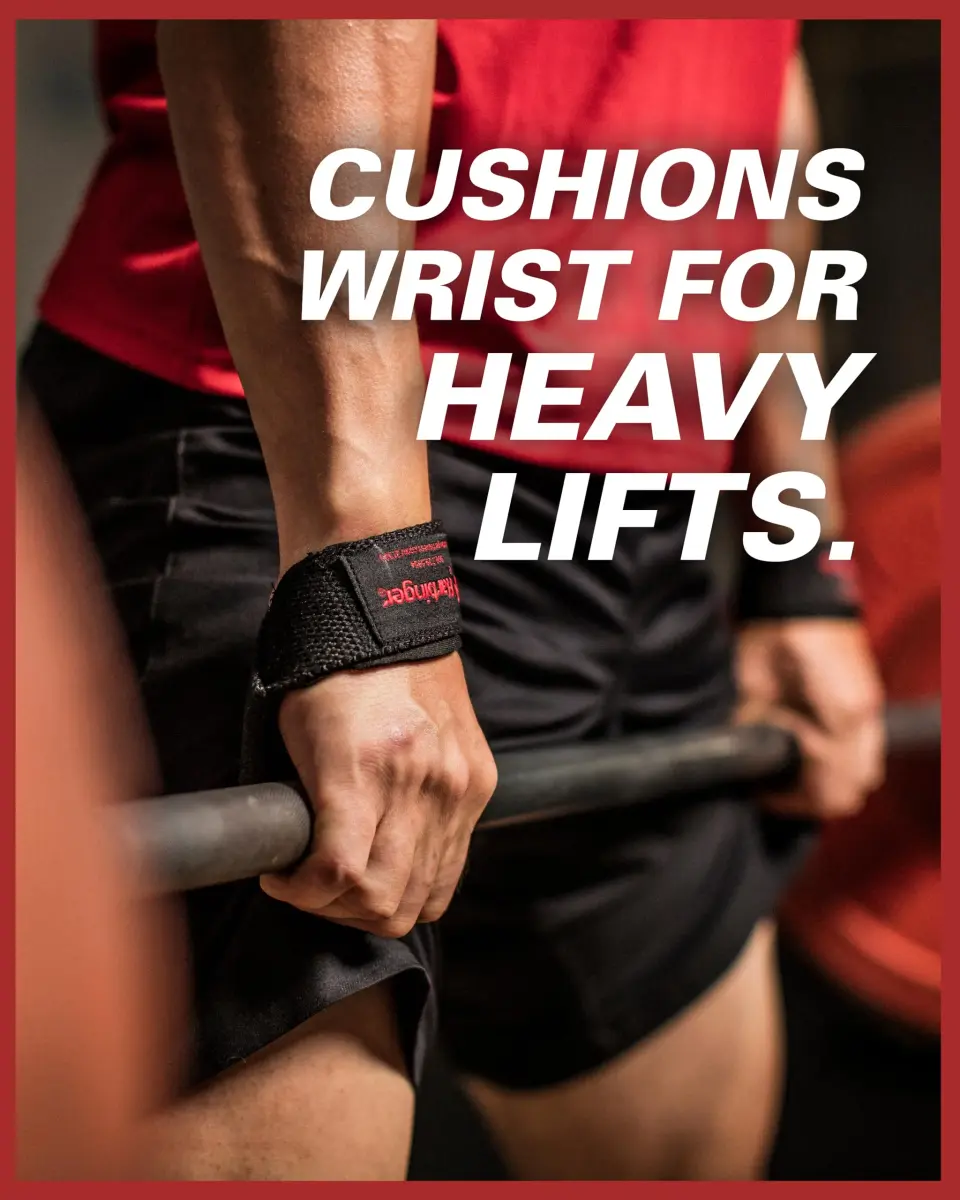 Harbinger Padded Cotton Weight Lifting Straps with NeoTek Cushioned Wrist (Pair, Flag) 41cm (1.5") | Strength Training Support - view 2