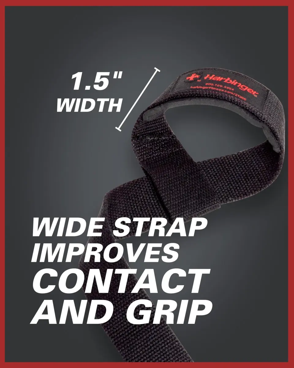 Harbinger Padded Cotton Weight Lifting Straps with NeoTek Cushioned Wrist (Pair, Flag) 41cm (1.5") | Strength Training Support - view 4