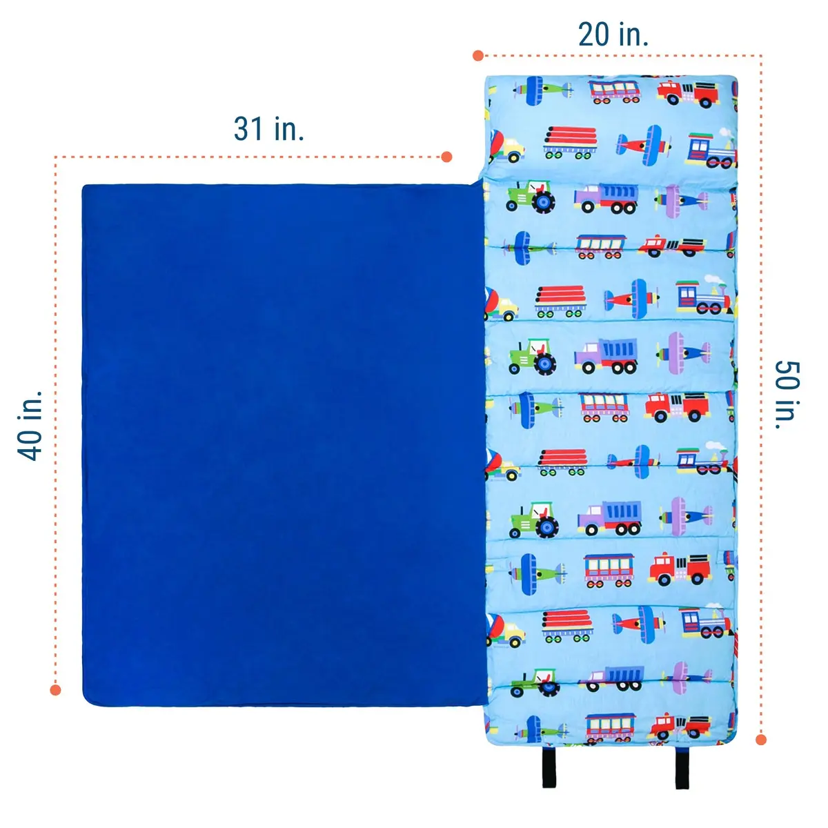 Wildkin Nap Mat with Pillow and Blanket | Preschool Rest Mat, Trains, Planes, Trucks (One Size) - view 5