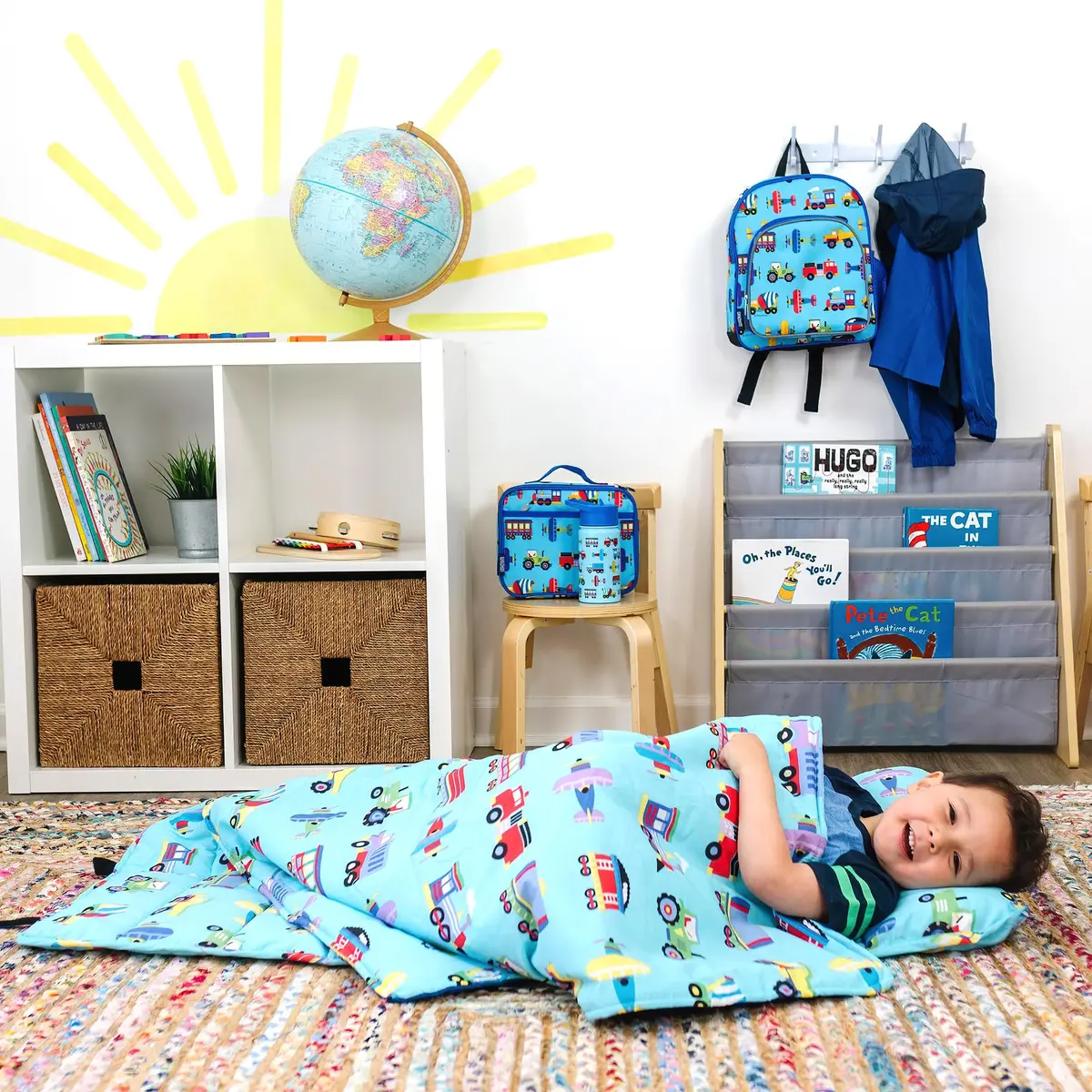 Wildkin Nap Mat with Pillow and Blanket | Preschool Rest Mat, Trains, Planes, Trucks (One Size) - view 6