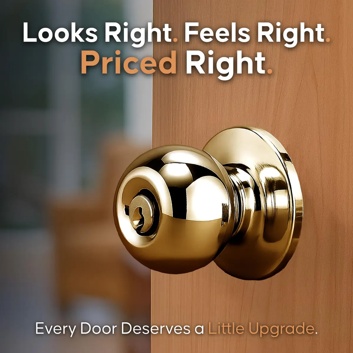 Copper Creek Entry Door Knob – Keyed Entry Handle with Lock and Key, ANSI Grade-3 Certified, DIY-Friendly Install for Interior and Exterior Doors – Polished Brass (1 Pack) - view 2