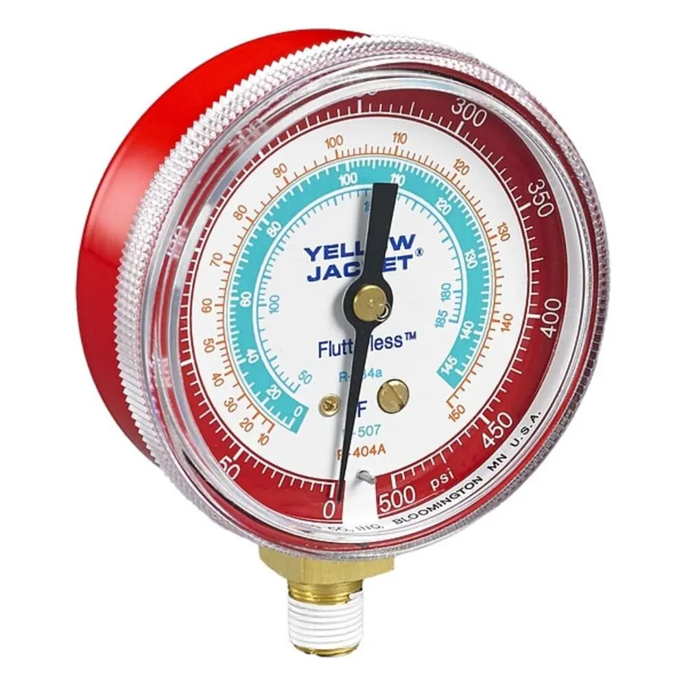 Yellow Jacket Pressure Gauge 0-500 psi | NIST Traceable, Alloy Steel, Red - main product image