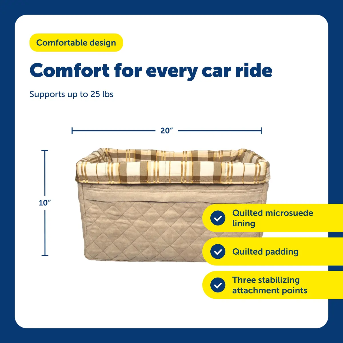PetSafe Happy Ride Quilted Booster Seat - Dog Booster Seat for Cars, Trucks and SUVs - Easy to Adjust Strap - Durable Padded Liner is Machine Washable and Easy to Clean - Large - view 5