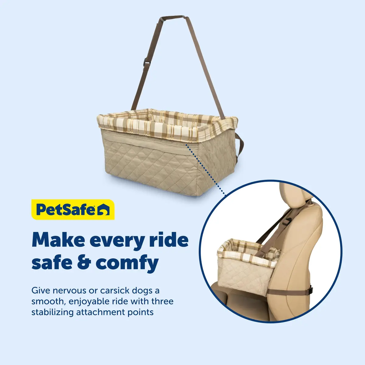 PetSafe Happy Ride Quilted Booster Seat - Dog Booster Seat for Cars, Trucks and SUVs - Easy to Adjust Strap - Durable Padded Liner is Machine Washable and Easy to Clean - Large - view 6