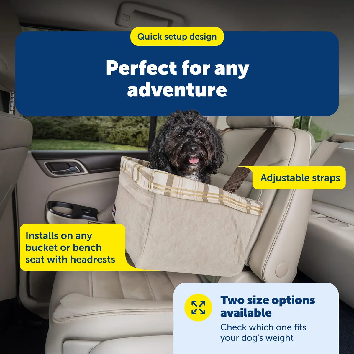 PetSafe Happy Ride Quilted Booster Seat - Dog Booster Seat for Cars, Trucks and SUVs - Easy to Adjust Strap - Durable Padded Liner is Machine Washable and Easy to Clean - Large - view 7