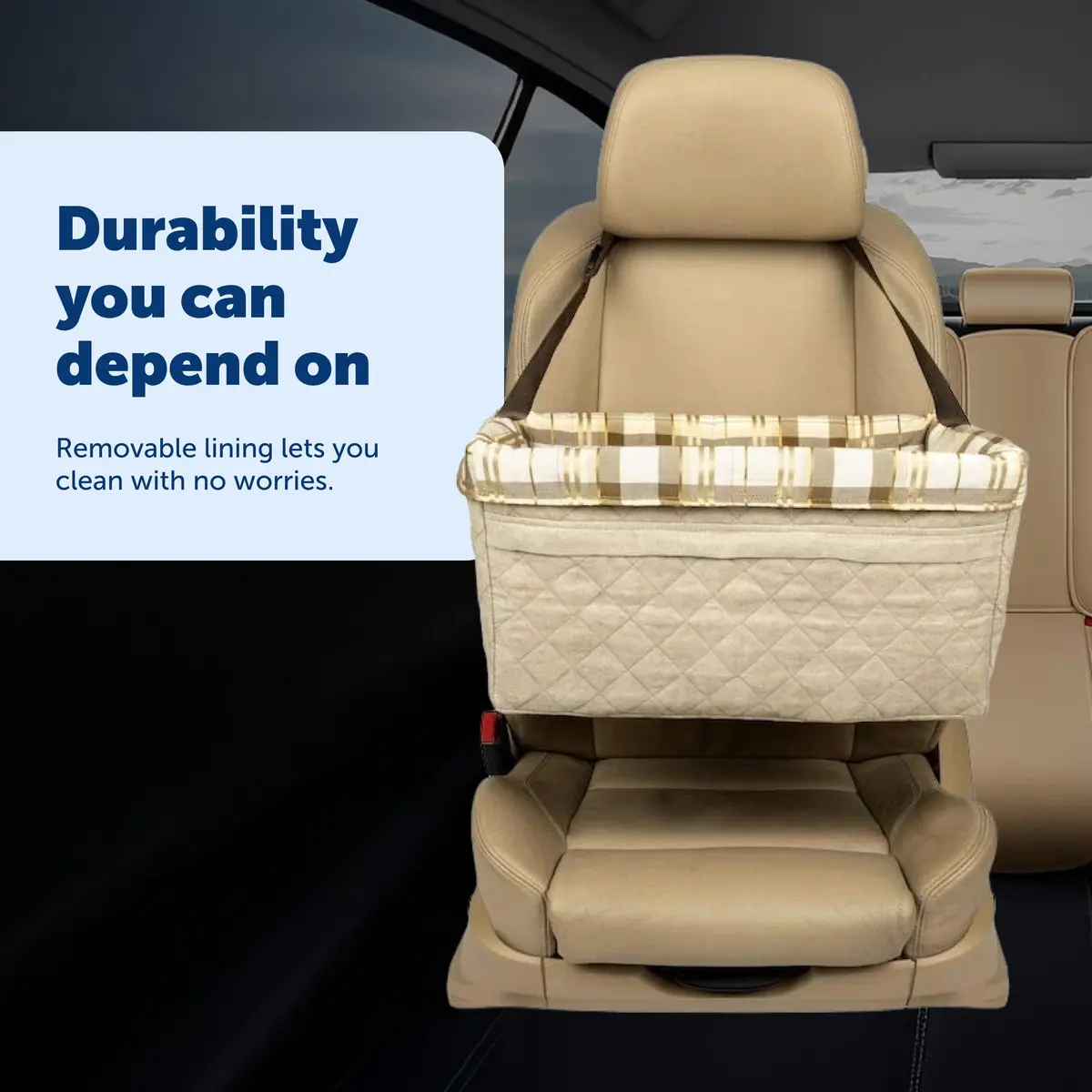 PetSafe Happy Ride Quilted Booster Seat - Dog Booster Seat for Cars, Trucks and SUVs - Easy to Adjust Strap - Durable Padded Liner is Machine Washable and Easy to Clean - Large - view 8