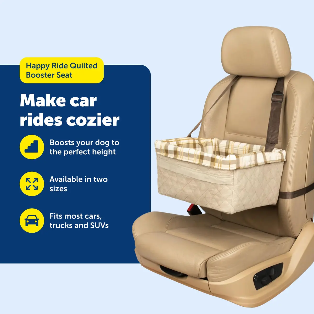 PetSafe Happy Ride Quilted Booster Seat - Dog Booster Seat for Cars, Trucks and SUVs - Easy to Adjust Strap - Durable Padded Liner is Machine Washable and Easy to Clean - Large - view 4