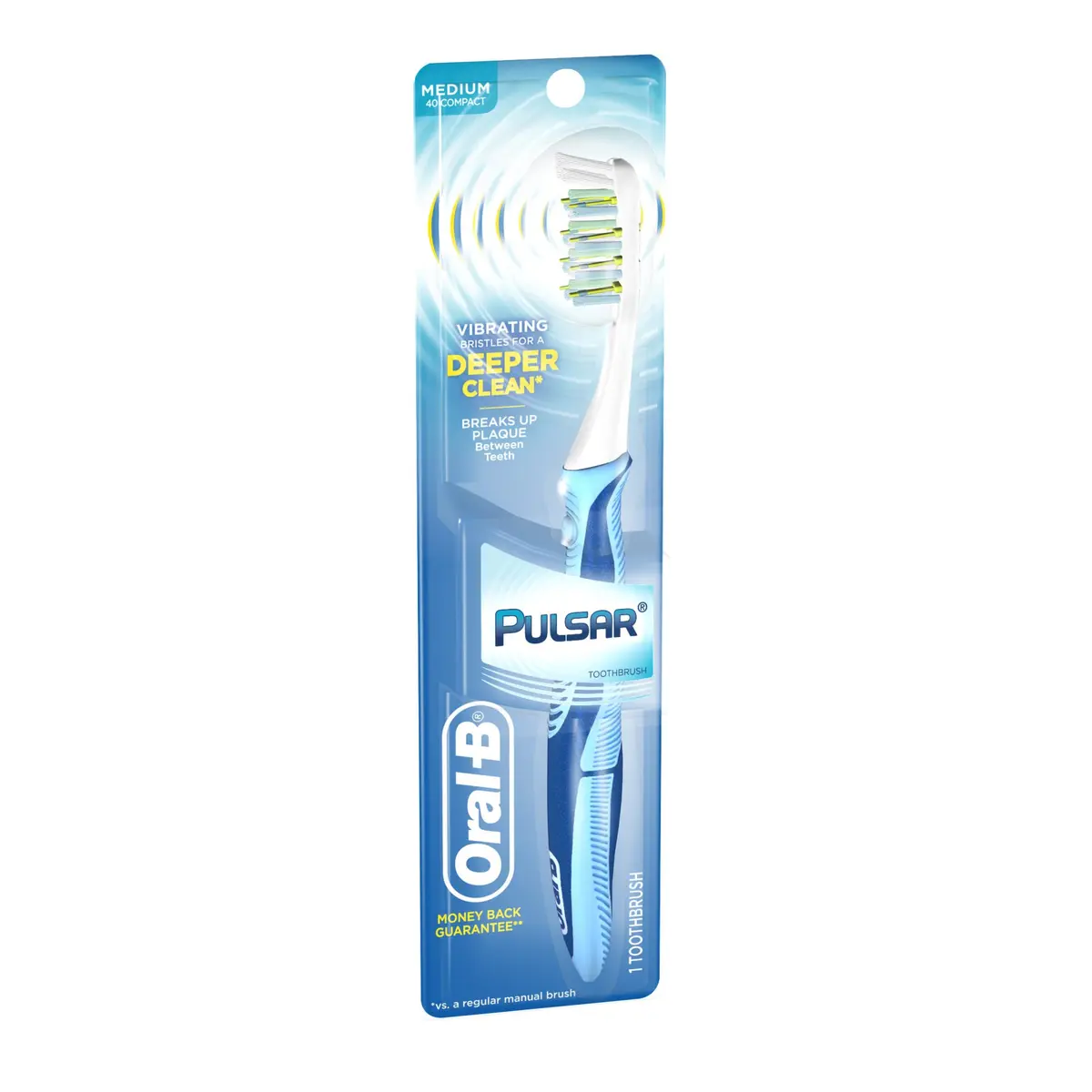 Oral-B Pulsar Medium Vibrating Toothbrush 3-Pack | Pressure-Sensitive Split Head - main product image