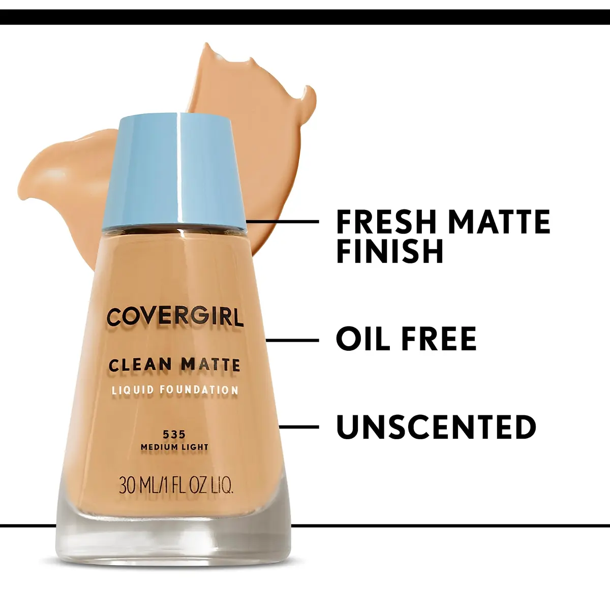 COVERGIRL Clean Matte Liquid Foundation Ivory 505 | Oil-Free, Sensitive Skin, 1 oz - view 6