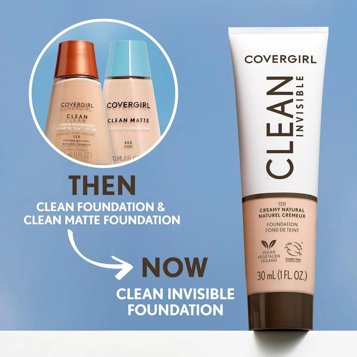 COVERGIRL Clean Matte Liquid Foundation Ivory 505 | Oil-Free, Sensitive Skin, 1 oz - view 9
