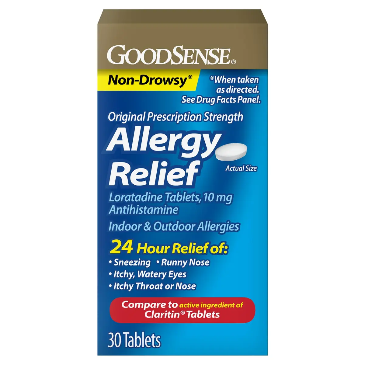 GoodSense Loratadine 10 mg Allergy Relief Tablets, 30 Count | Non-Drowsy 24-Hour Allergy Medicine - main product image