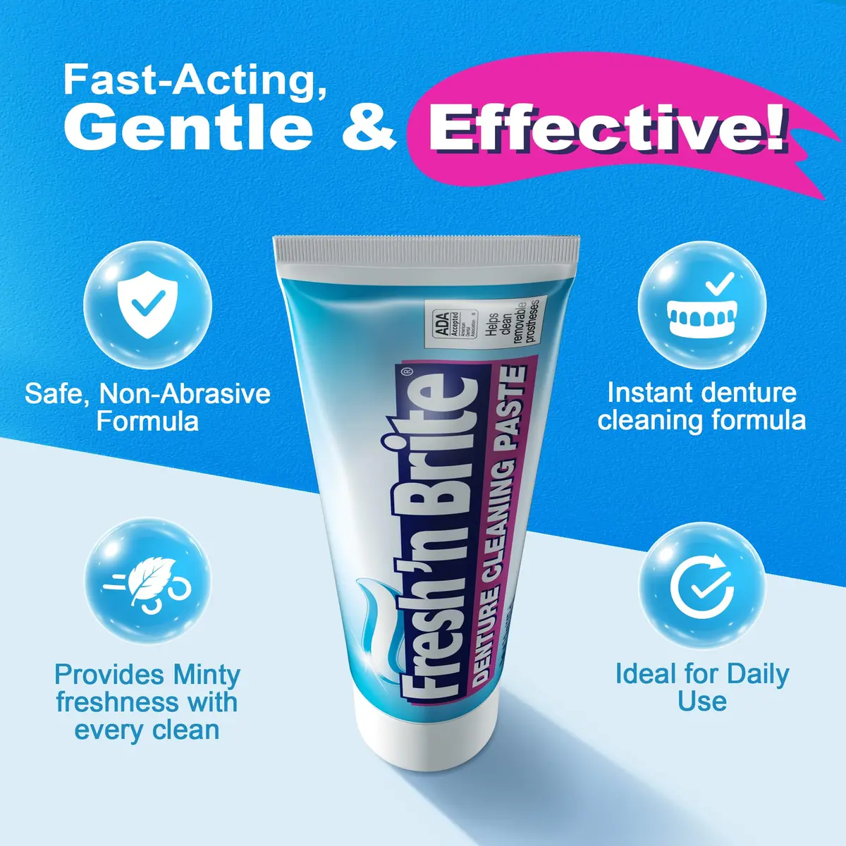 Fresh 'n Brite Denture Cleaner Paste 107.2 g (3.8 oz) | ADA Accepted Dual Action Formula for Fresh Breath & Gentle Care - view 5