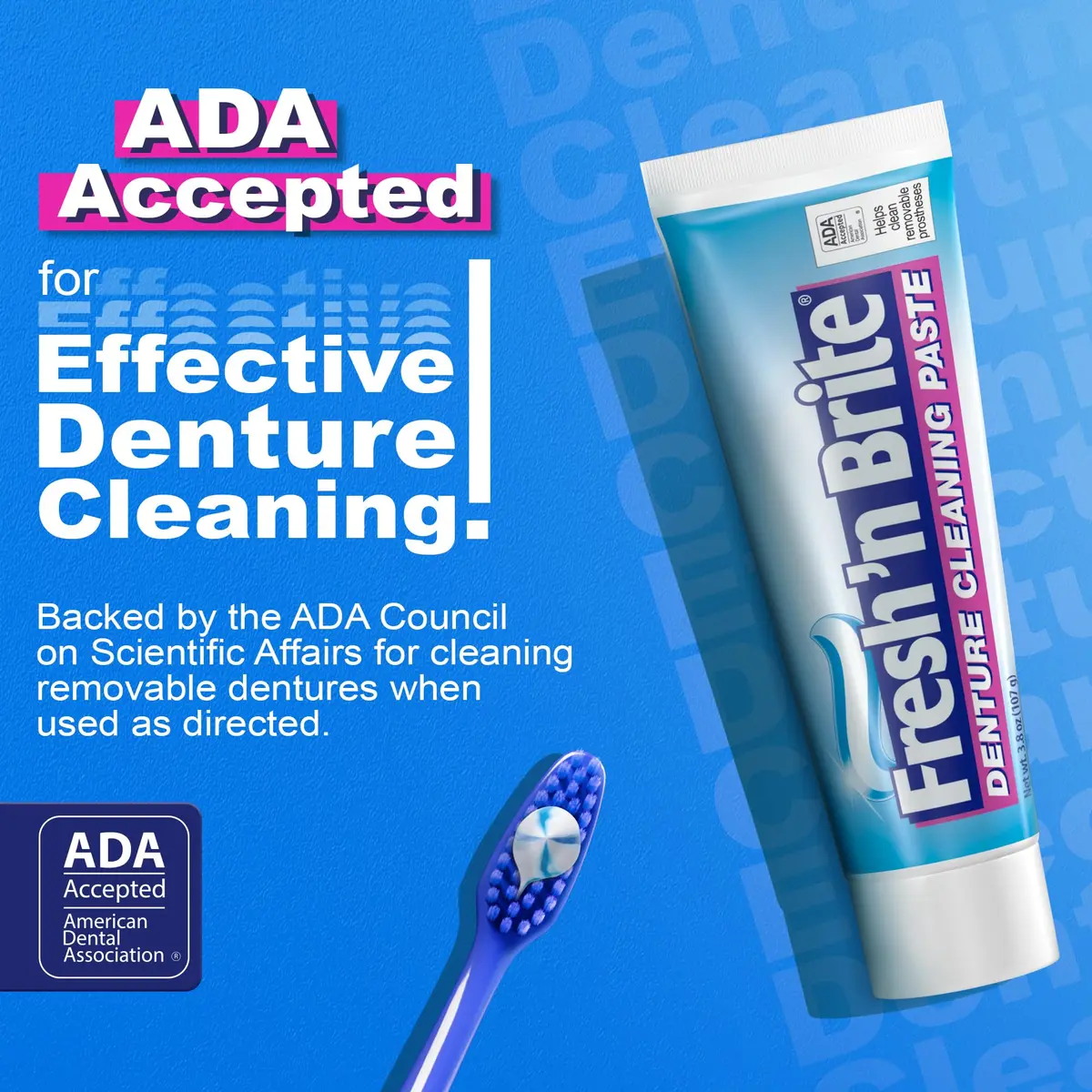 Fresh 'n Brite Denture Cleaner Paste 107.2 g (3.8 oz) | ADA Accepted Dual Action Formula for Fresh Breath & Gentle Care - view 2