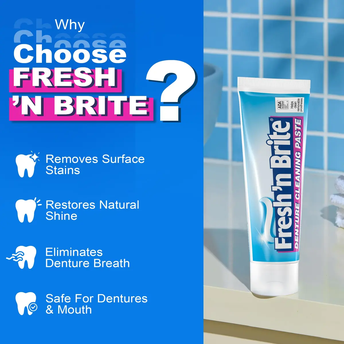 Fresh 'n Brite Denture Cleaner Paste 107.2 g (3.8 oz) | ADA Accepted Dual Action Formula for Fresh Breath & Gentle Care - view 4