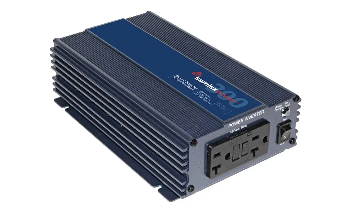 Samlex America SA300112 300W Pure Sine Wave Inverter | 12V DC to 110V AC, 2 AC Outlets, 88% Efficiency - main product image
